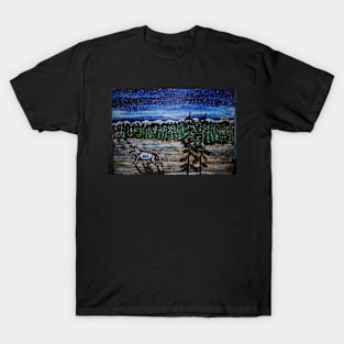 Wolf under the night sky T-Shirt